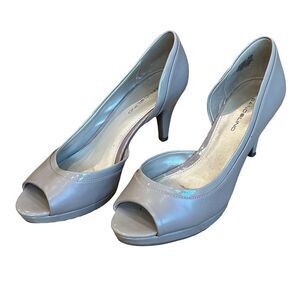 Bandolino  Malu Dress Shoes Heeled Peep Toe Leather Taupe-Beige-Nude 9 1/2